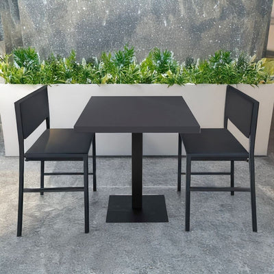 Tavolo quadrato Key 80x80 base nera e piano antracite