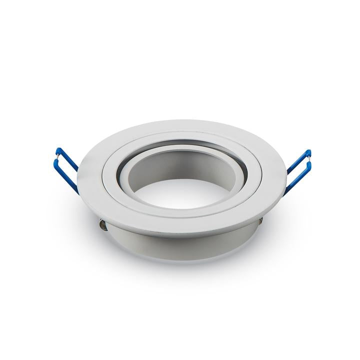 1*GU10 CORPO ROTONDO BIANCO - montaggio incasso in alluminio, diametro 91 mm, compatibile con spotlights GU10.