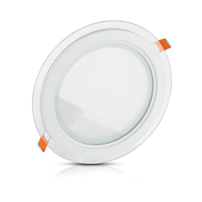 12W PANNELLO LED MINI VETRO ROTONDO BIANCO CALDO 3000K