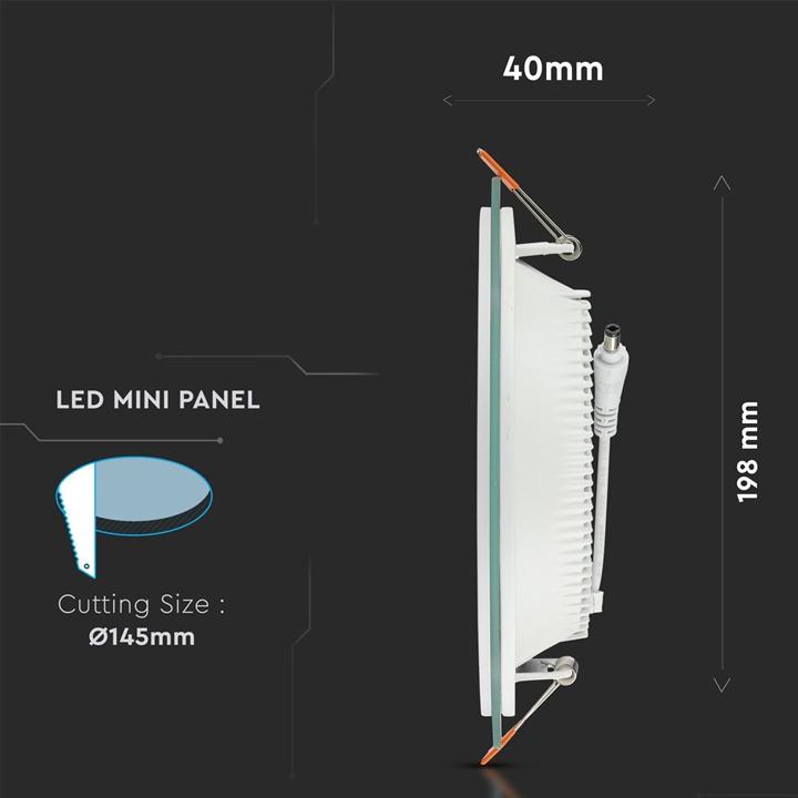 18W PANNELLO LED MINI VETRO - ROTONDO  BIANCO NATURALE 4500K