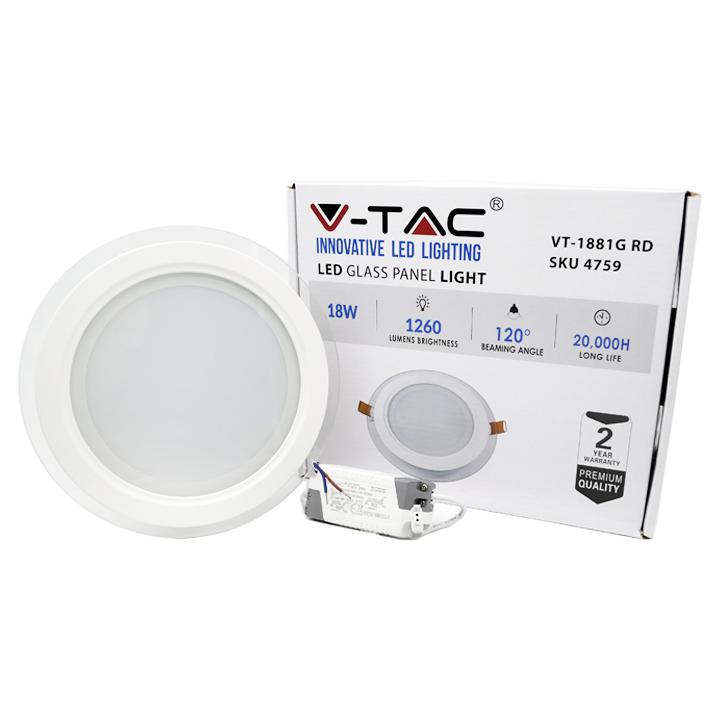 18W PANNELLO LED MINI VETRO ROTONDO BIANCO 6000K