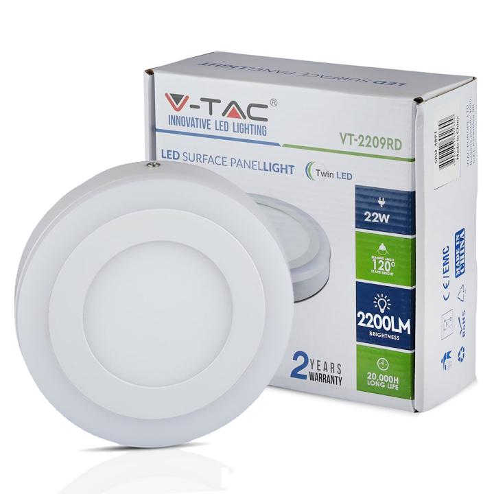 18W+3W PANNELLO LED MONTATO SUPERFICIE ROTONDO BIANCO CALDO 3000K