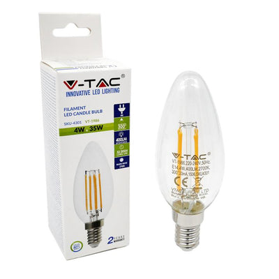 FILAMENTO LED CANDELA 4W E14 BIANCO NATURALE 4000K