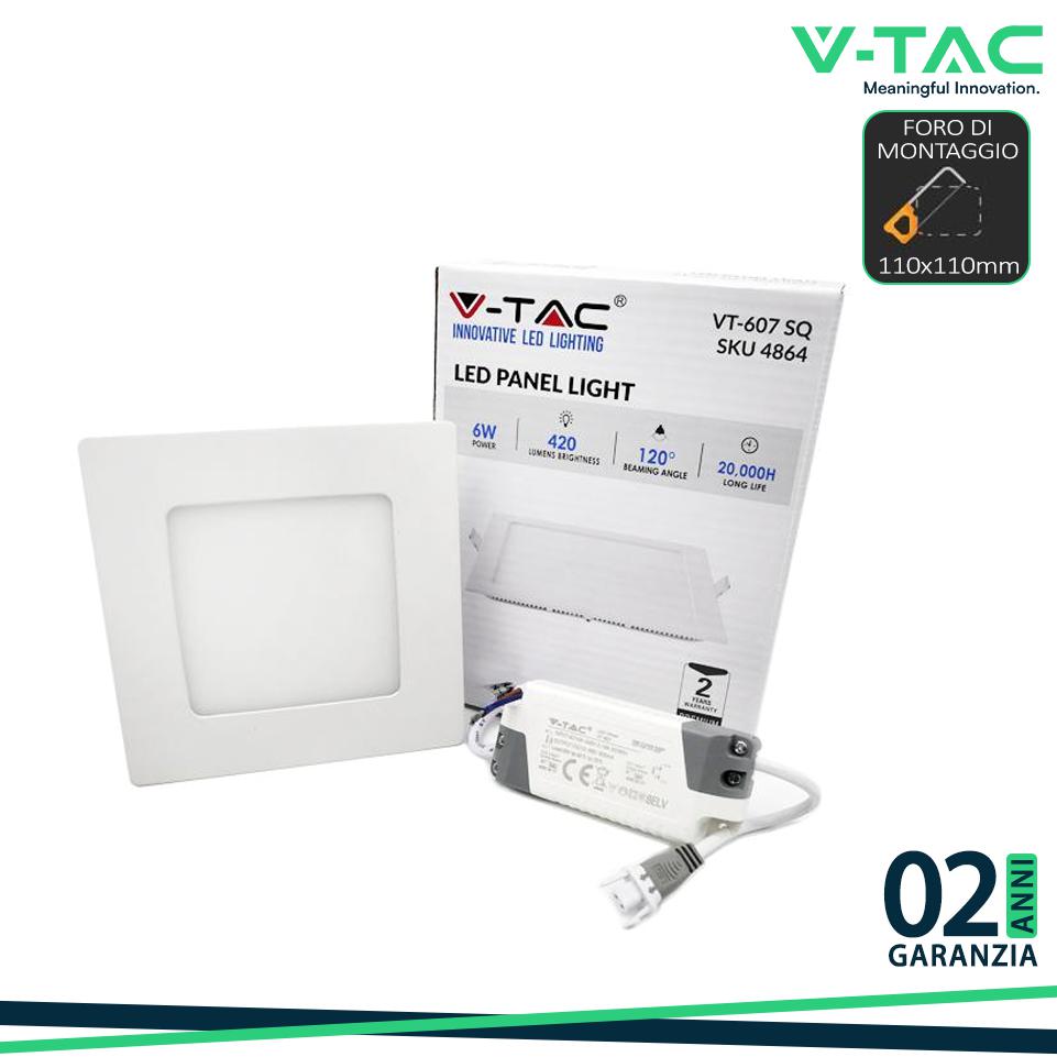 6W PANNELLO LED PREMIUM QUADRATO BIANCO CALDO 3000K