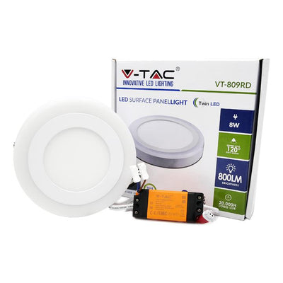 6W+2W  PANNELLO LED MONTATO SUPERFICIE ROTONDO BIANCO CALDO 3000K