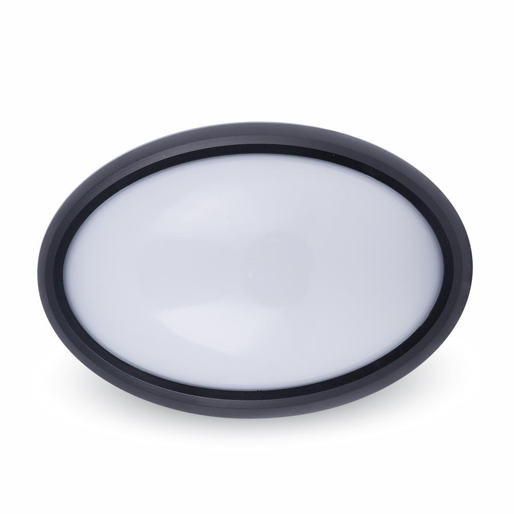 8W PLAFONIERA LED OVALE CORPO NERO BIANCO CALDO IP66 3000K