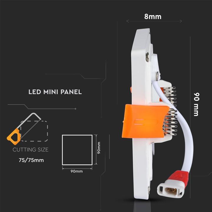 8W PANNELLO LED QUADRATO BIANCO CALDO 3000K