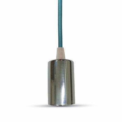 LAMPADARIO CON PORTALAMPADA CROMO DOME BLU CHIARO CAVO