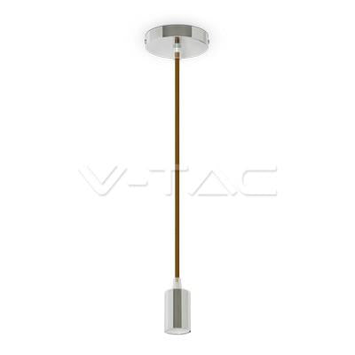 LAMPADARIO CON PORTALAMPADA CROMO DOME MARRONE CHIARO CAVO