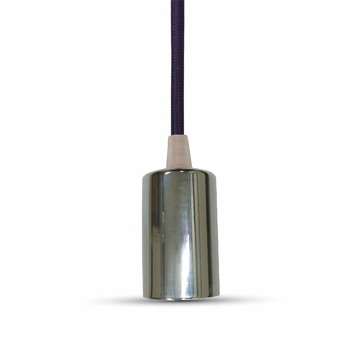 LAMPADARIO CON PORTALAMPADA CROMO DOME VIOLA CHIARO CAVO