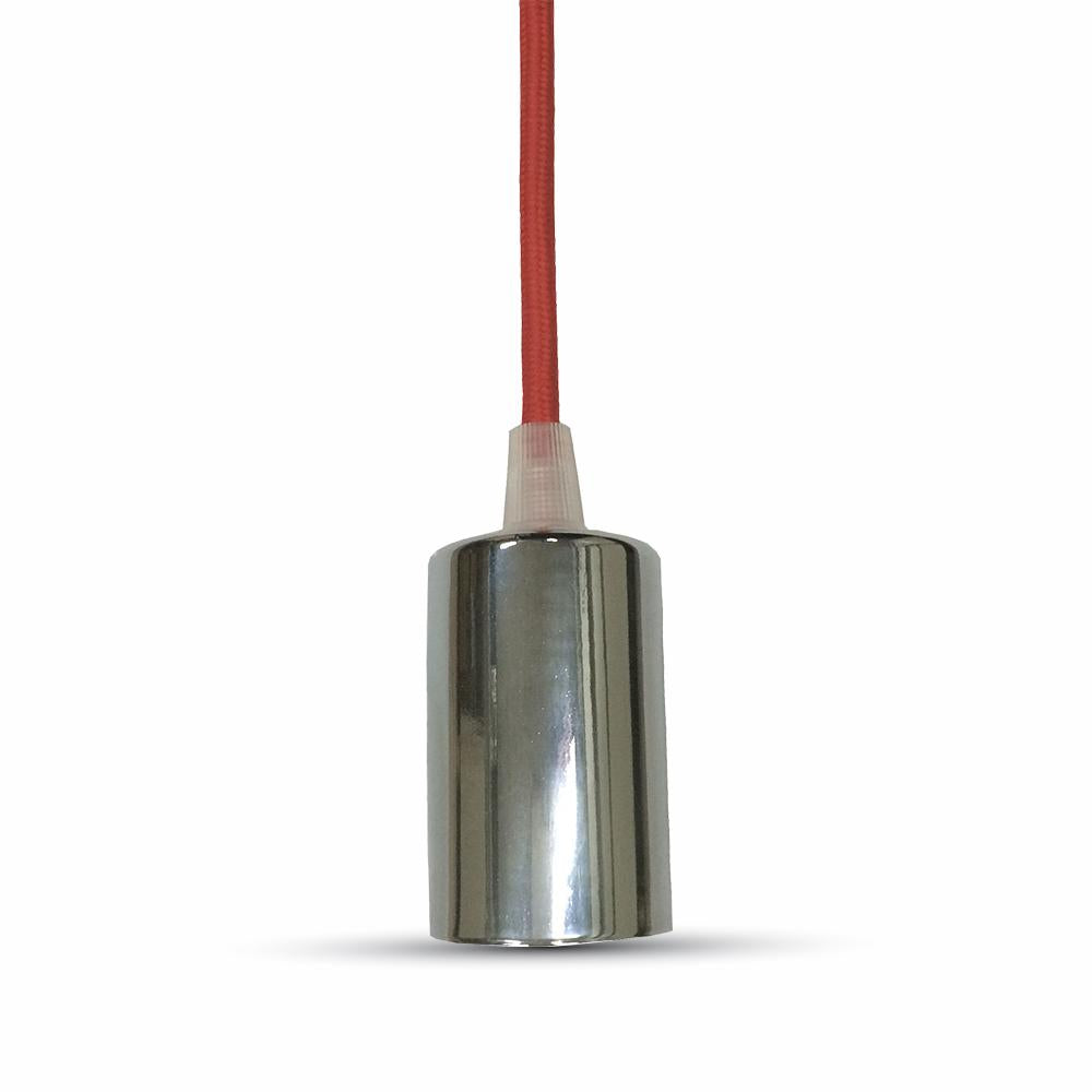 LAMPADARIO CON PORTALAMPADA CROMO DOME ROSSO CHIARO CAVO