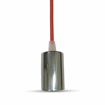 LAMPADARIO CON PORTALAMPADA CROMO DOME ROSSO CHIARO CAVO