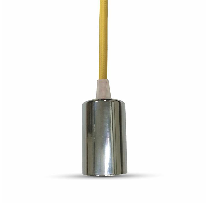 LAMPADARIO CON PORTALAMPADA CROMO DOME GIALLO CHIARO CAVO