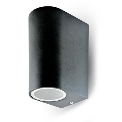 PORTAFARETTO DA MURO GU10 ALLUMINIO ROTONDO NERO A 2 USCIT  IP44