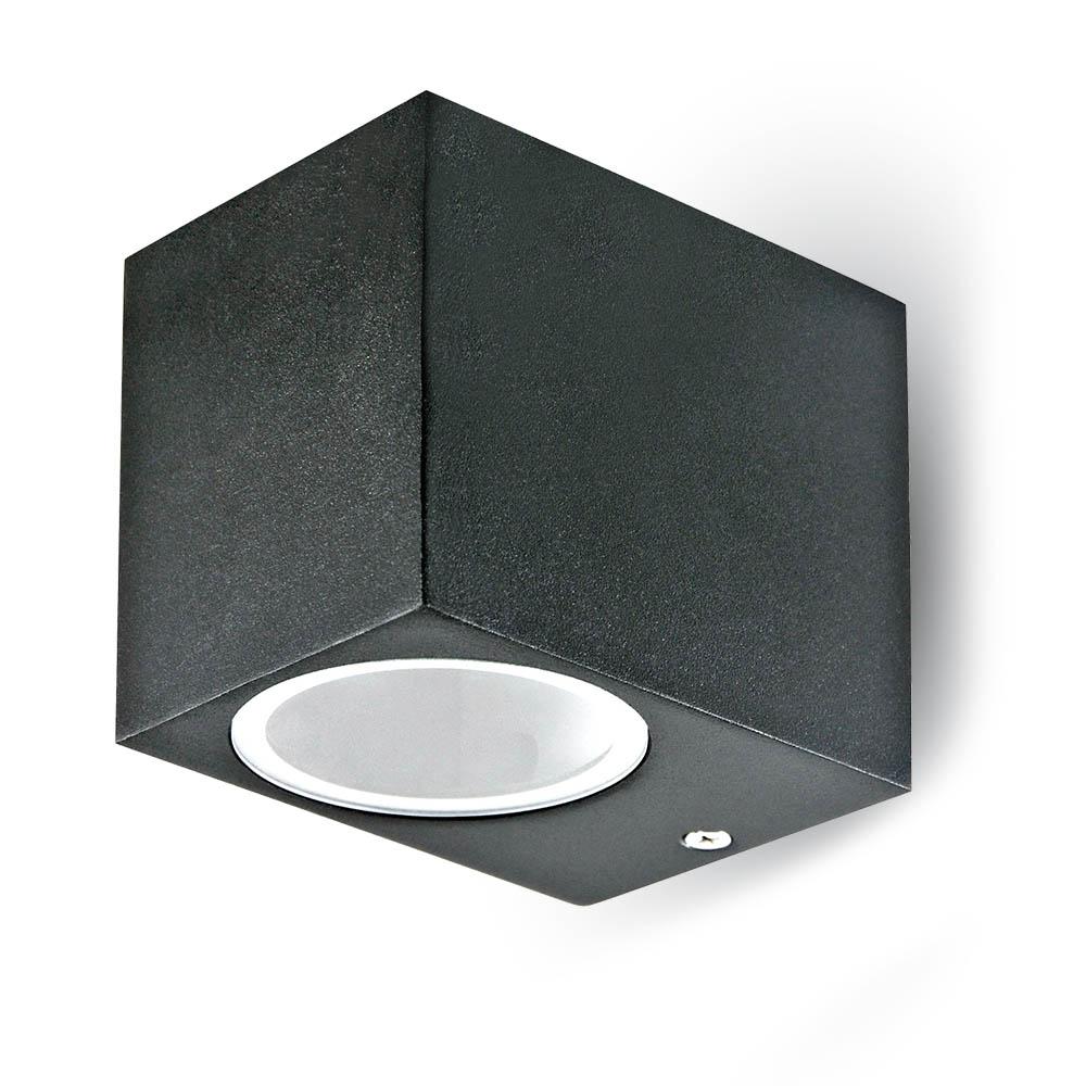 PORTAFARETTO DA MURO GU10 ALLUMINIO QUADRATO NERO A 1 USCITA IP44