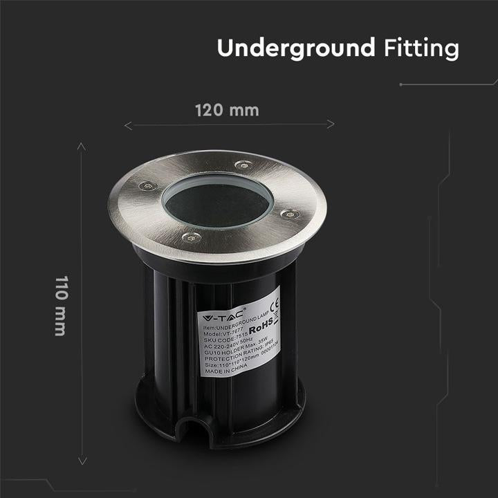 PORTAFARETTO DA INTERRAMENTO CON CORPO IN ACCIAO GU10 NERO ROTONDO IP65