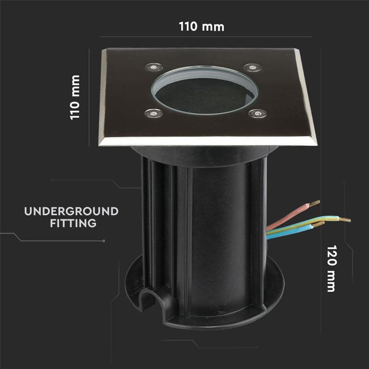 PORTAFARETTO DA INTERRAMENTO CON CORPO IN ACCIAO GU10 NERO QUADRATO IP65