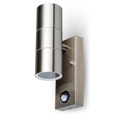 PORTAFARETTO DA MURO GU10 CON SENSOR IN ACCIAIO CORPO A 2 USCITE IP44