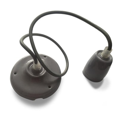 LAMPADARIO CON PORTALAMPADA PORCELLANA GRIGIO