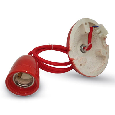 LAMPADARIO CON PORTALAMPADA PORCELLANA ROSSO