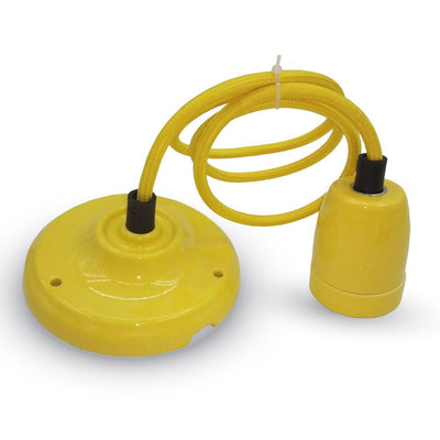 LAMPADARIO CON PORTALAMPADA PORCELLANA GIALLO
