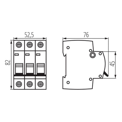 INTERRUTTORE MAGNETOTERMICODIFFERENZIALE 3P KMB6-B10/3 - KANLUX