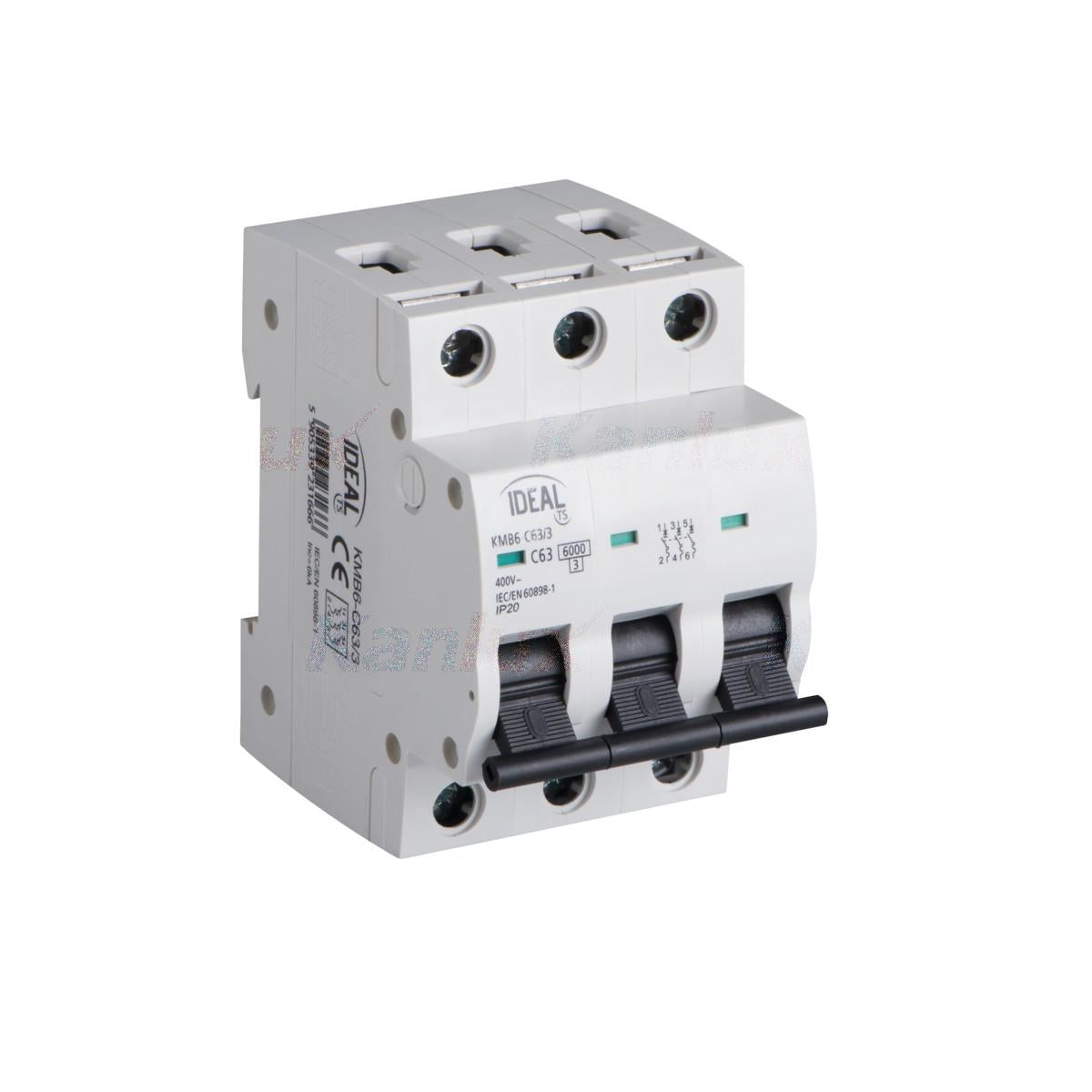 INTERRUTTORE MAGNETOTERMICODIFFERENZIALE 3P KMB6-C63/3 - KANLUX