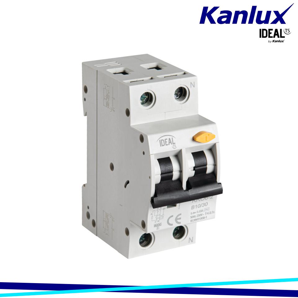 INTERRUTTORE MAGNETOTERMICODIFFERENZIALE 6KA 2P KRO6-2/B10/30-A - KANLUX