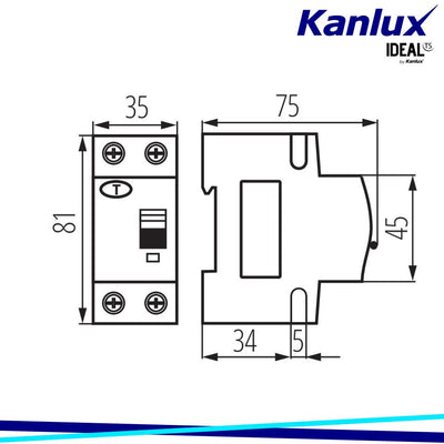 INTERRUTTORE MAGNETOTERMICODIFFERENZIALE 6KA 2P KRO6-2/B10/30-A - KANLUX