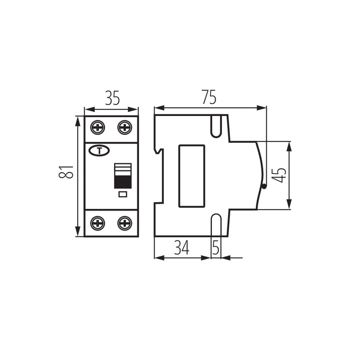 INTERRUTTORE MAGNETOTERMICODIFFERENZIALE 6KA 2P KRO6-2/B16/30 - KANLUX