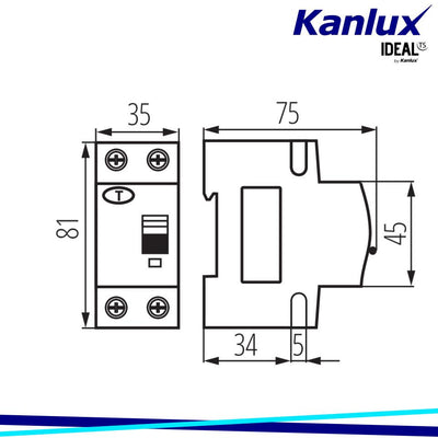 INTERRUTTORE MAGNETOTERMICODIFFERENZIALE 6KA 2P KRO6-2/C10/30 - KANLUX