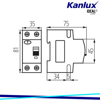 INTERRUTTORE MAGNETOTERMICODIFFERENZIALE 6KA 2P KRO6-2/C16/30 - KANLUX