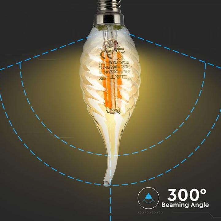 LAMPADINA LED - 4W FILAMENTO  E14 CANDELA FIAMMA AMBER BIANCO CALDO 2700K