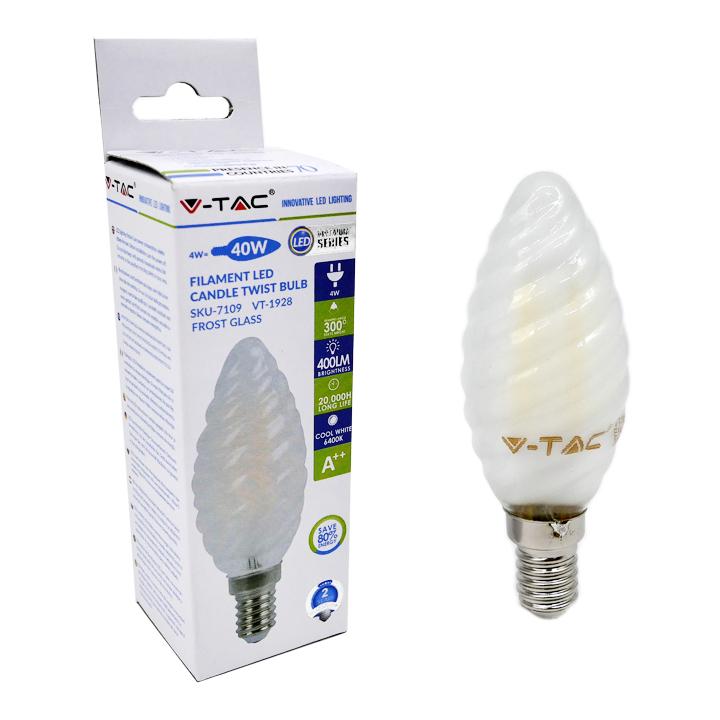 LAMPADINA LED - 4W FILAMENTO  E14 OPACO CANDELA SPIRALE BIANCO 6400K