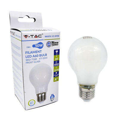 LAMPADINA LED - 5W FILAMENT E27 A60 A++ OPACO BIANCO 6400K