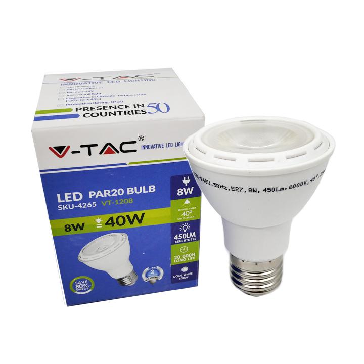 LAMPADINA LED 8W PAR20 E27 BIANCO FREDDO 6000K