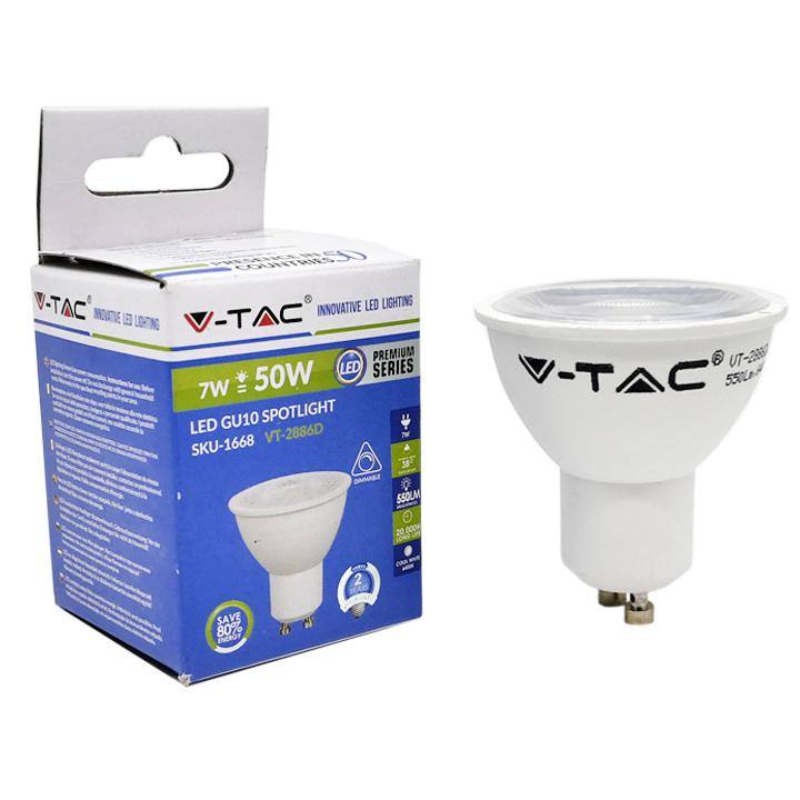 LED SPOTLIGHT 7W GU10 PLASTICA LENS 6000K DIMMERABILE 38
