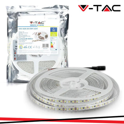 STRISCIA SMD3528 120 LED/M BIANCO CALDO IP65 5000K