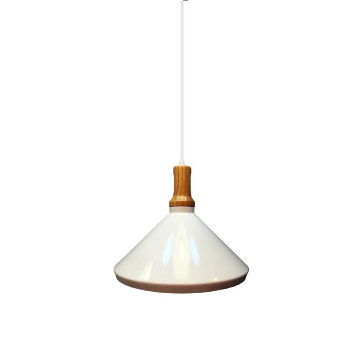 LAMPADARIO CON PORTALAMPADA PARABOLA BIANCA BASE IN LEGNO PICCOLO  250