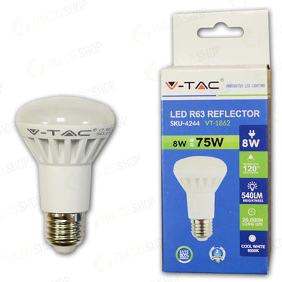 LAMPADINA LED 8W E27 R63 BIANCO CALDO 3000K