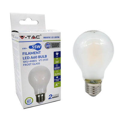 LAMPADINA LED - 6W FILAMENT E27 A60 OPACO BIANCO CALDO 3000K