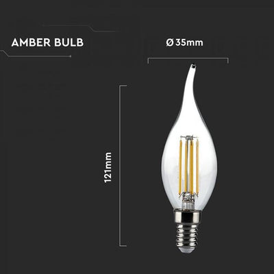 LAMPADINA LED - 4W FILAMENTO  E14 CANDELA FIAMMA AMBER BIANCO CALDO 2200K
