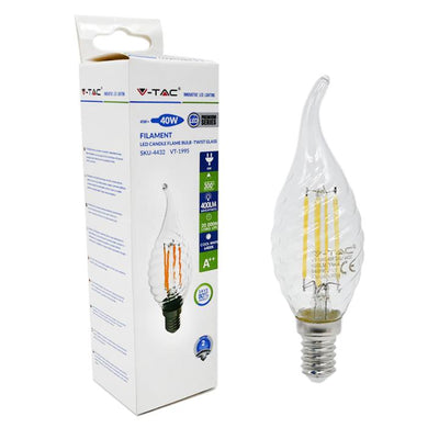 LAMPADINA LED FILAMENTO SPIRALE CANDELA FIAMMA 4W E14 BIANCO FREDDO 6000K