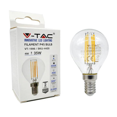 FILAMENTO LED 4W E14 P45 BIANCO CALDO 3000K