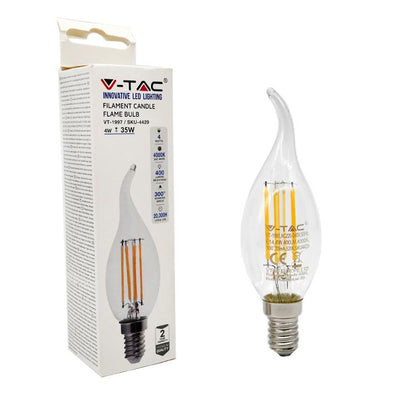 LAMPADINA LED FILAMENTO E14 CANDELA FIAMMA BIANCO FREDDO 6000K