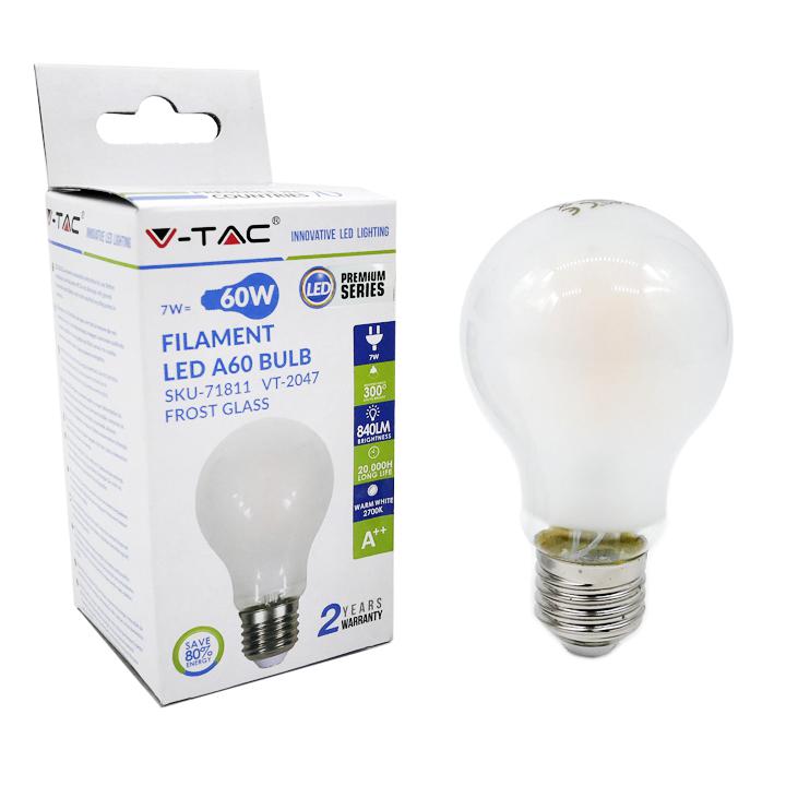 LAMPADINA LED - 7W FILAMENT E27 A60 A++ OPACO BIANCO 6400K