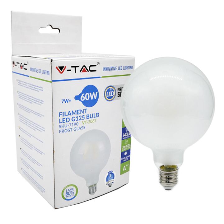 LAMPADINA LED 7W E27 G125 FILAMENTO OPACO BIANCO CALDO 2700K