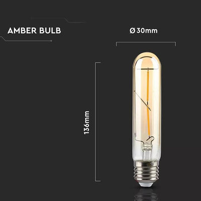 LAMPADINA LED - 2W T30 E27 FILAMENTO AMBRA BIANCO CALDO 2200K