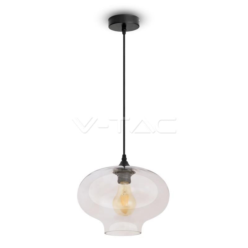 LAMPADARIO CON PORTALAMPADA GLOBO ARTISTICO VETRO TRASPARENTE  280MM