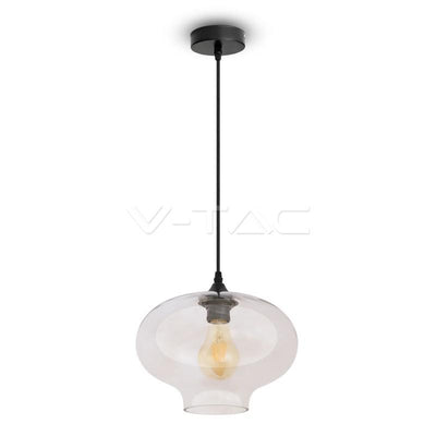 LAMPADARIO CON PORTALAMPADA GLOBO ARTISTICO VETRO TRASPARENTE  280MM
